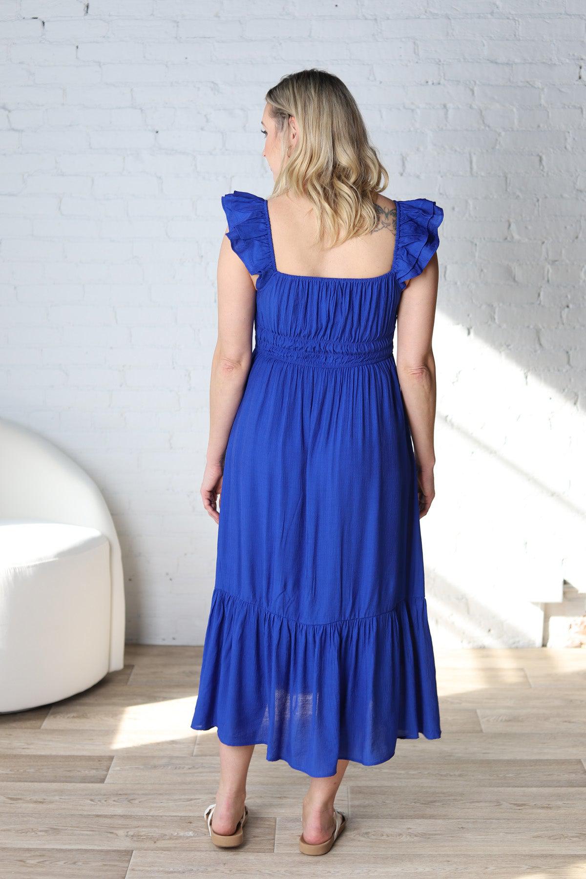 Kinsleigh Empire Waist Midi Dress - Royal Blue