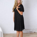 Kinsley Floral Lace Dress - Black
