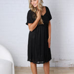 Kinsley Floral Lace Dress - Black