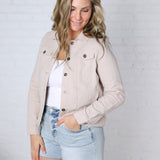 Kinsley Lightweight Linen Blend Jacket - Earth Grey