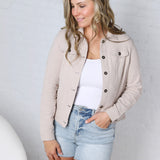 Kinsley Lightweight Linen Blend Jacket - Earth Grey