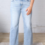 Kira Crop Straight Clean Cut Hem - Light Wash