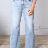 Kira Crop Straight Clean Cut Hem - Light Wash