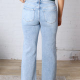 Kira Crop Straight Clean Cut Hem - Light Wash