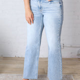 Kira Crop Straight Clean Cut Hem - Light Wash