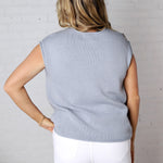 Kiva Raw Edge Sleeveless Button Down Vest Cardigan