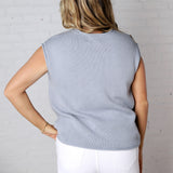 Kiva Raw Edge Sleeveless Button Down Vest Cardigan