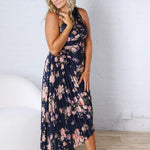 Kleo One Shoulder Maxi Dress - Navy Floral