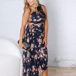 Kleo One Shoulder Maxi Dress - Navy Floral