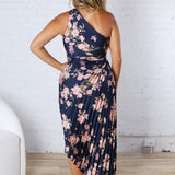 Kleo One Shoulder Maxi Dress - Navy Floral