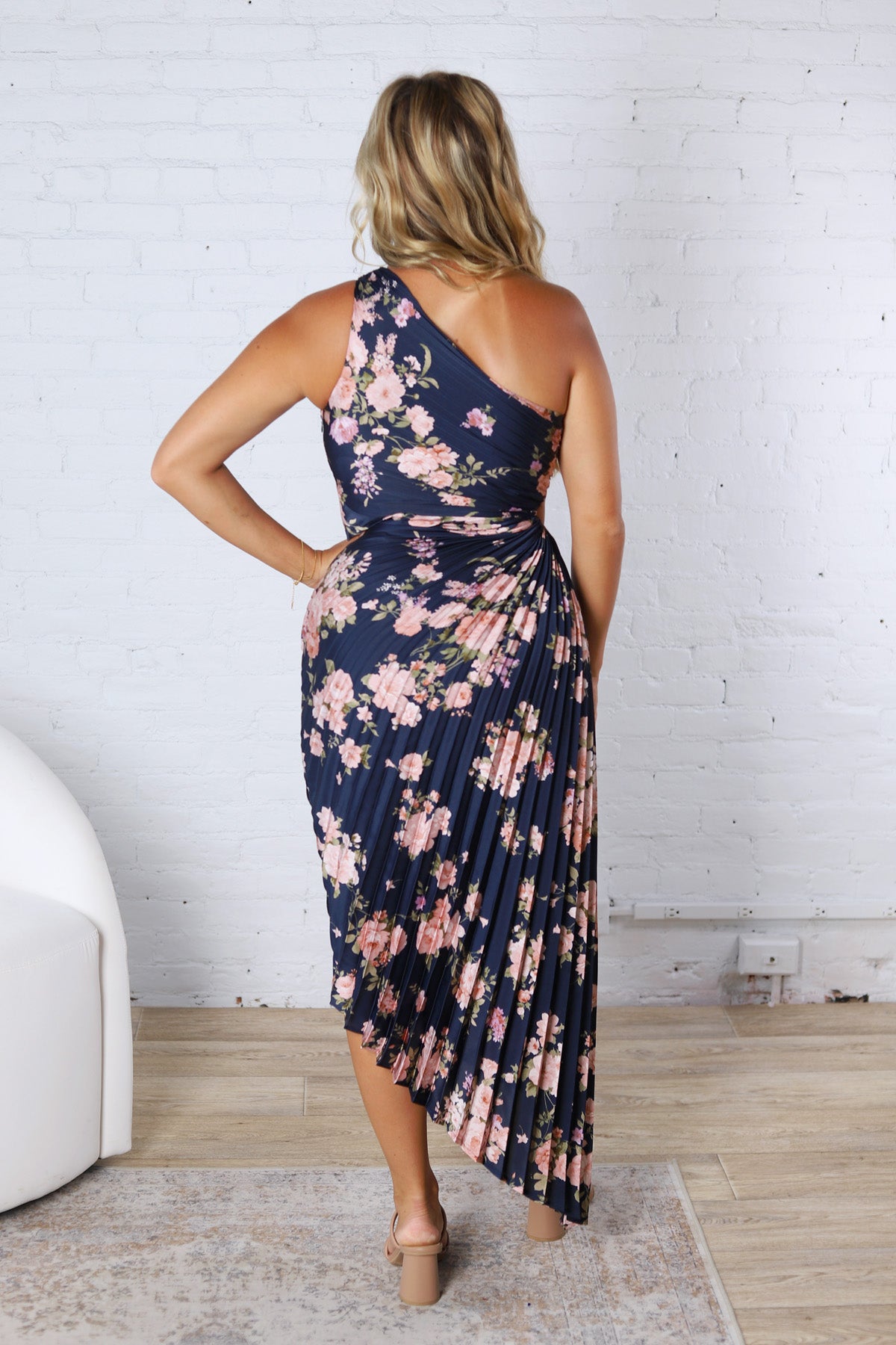 Kleo One Shoulder Maxi Dress - Navy Floral