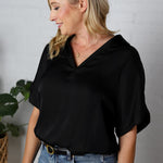 Kori Highlow Collar Blouse - Black - FINAL SALE