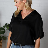 Kori Highlow Collar Blouse - Black - FINAL SALE