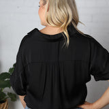 Kori Highlow Collar Blouse - Black - FINAL SALE