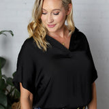 Kori Highlow Collar Blouse - Black - FINAL SALE