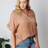 Kori Highlow Collar Blouse - Macchiato - FINAL SALE