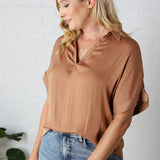 Kori Highlow Collar Blouse - Macchiato - FINAL SALE