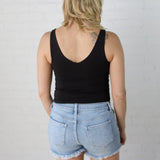 Kristi Basic V Neck Tank - Black