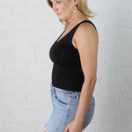 Kristi Basic V Neck Tank - Black - FINAL SALE