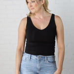 Kristi Basic V Neck Tank - Black - FINAL SALE