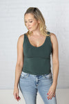 Kristi Basic V-Neck Tank - Spruce