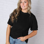 Kylie Lightweight Knit Raglan Sweater - Black