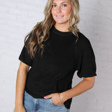 Kylie Lightweight Knit Raglan Sweater - Black