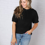 Kylie Lightweight Knit Raglan Sweater - Black