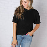 Kylie Lightweight Knit Raglan Sweater - Black