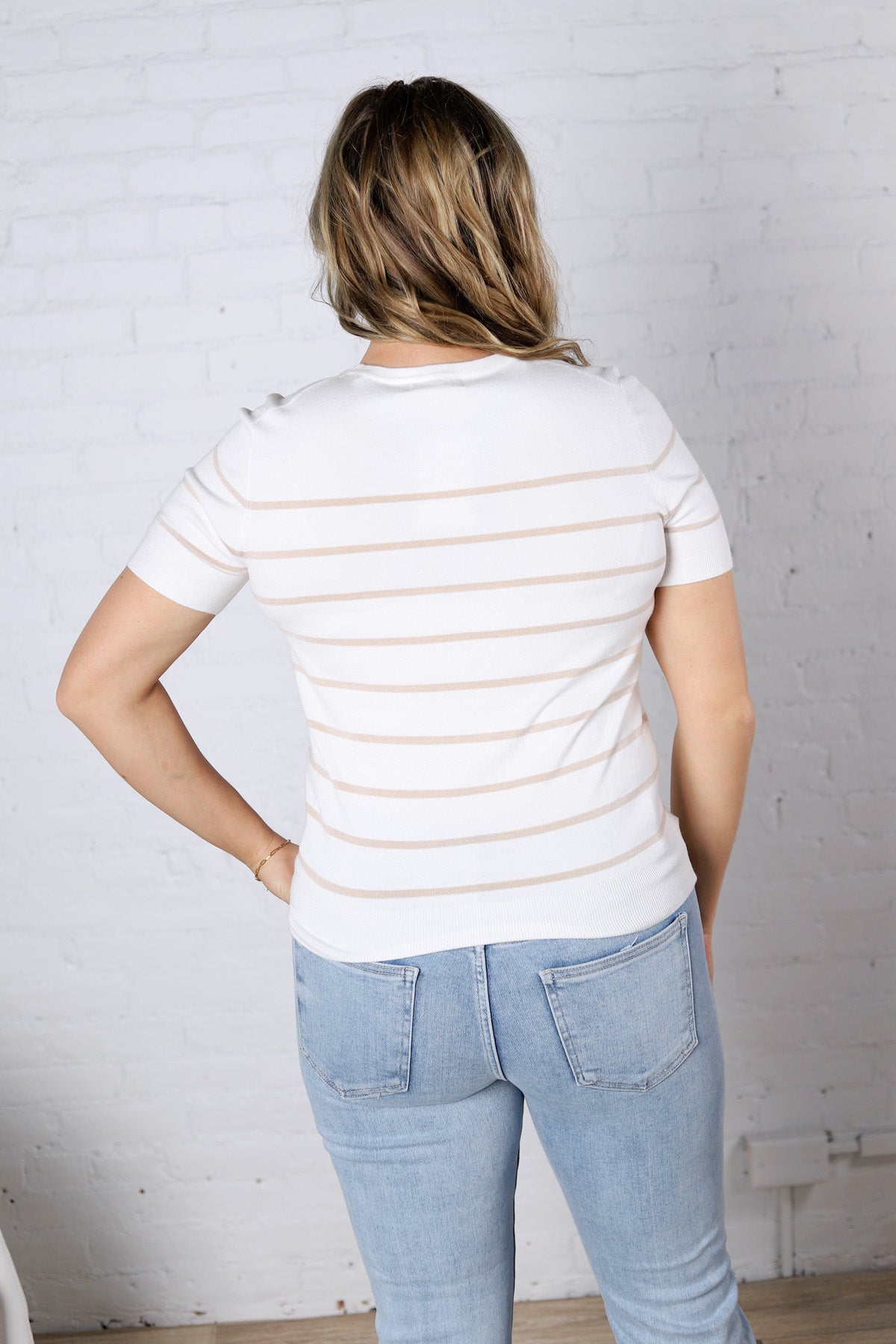 Kyrie Bold Striped Knit Top - Sand