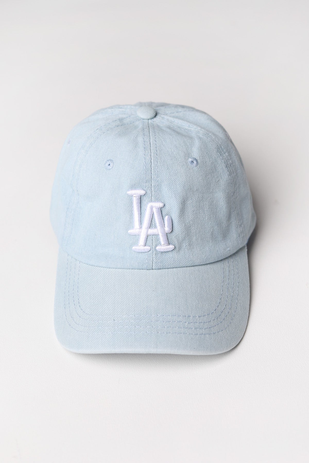 LA Embroidered Baseball Cap - Lt Denim