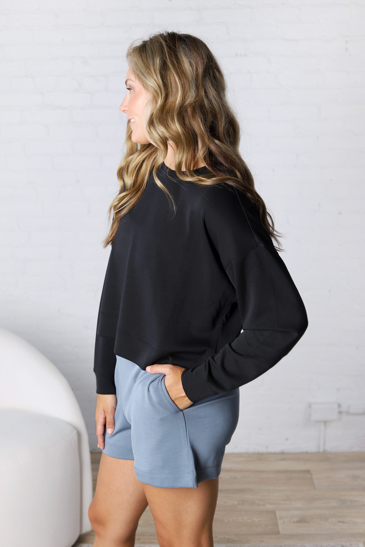 Laguna Dropped Shoulder Sweatshirt - Black FINAL SALE