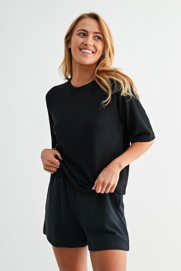 Laguna Soft Drape Raglan Tee - Black