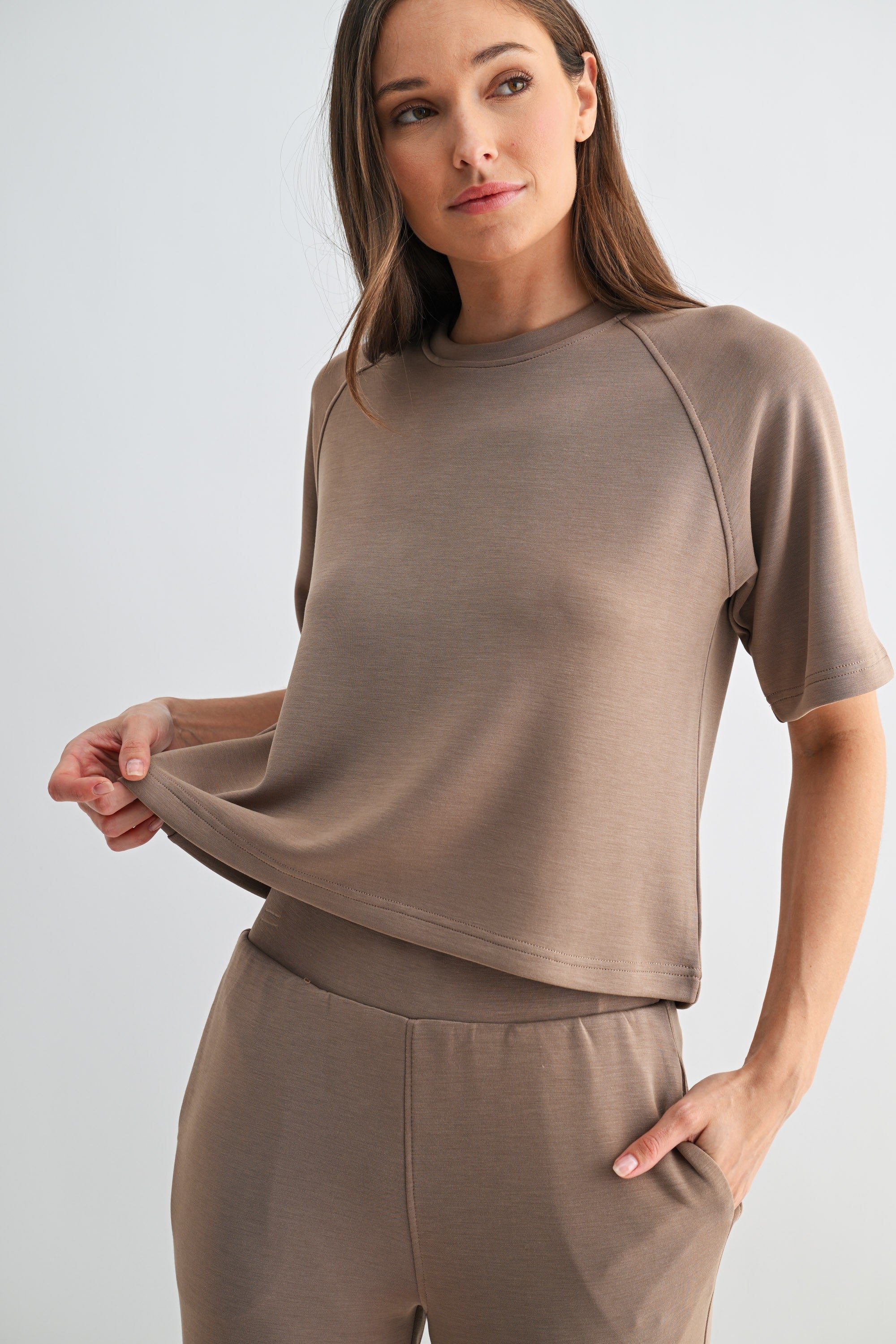 Laguna Soft Drape Raglan Tee - Taupe
