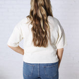 Laine Raw Edge Boxy Knit Sweater - Cream