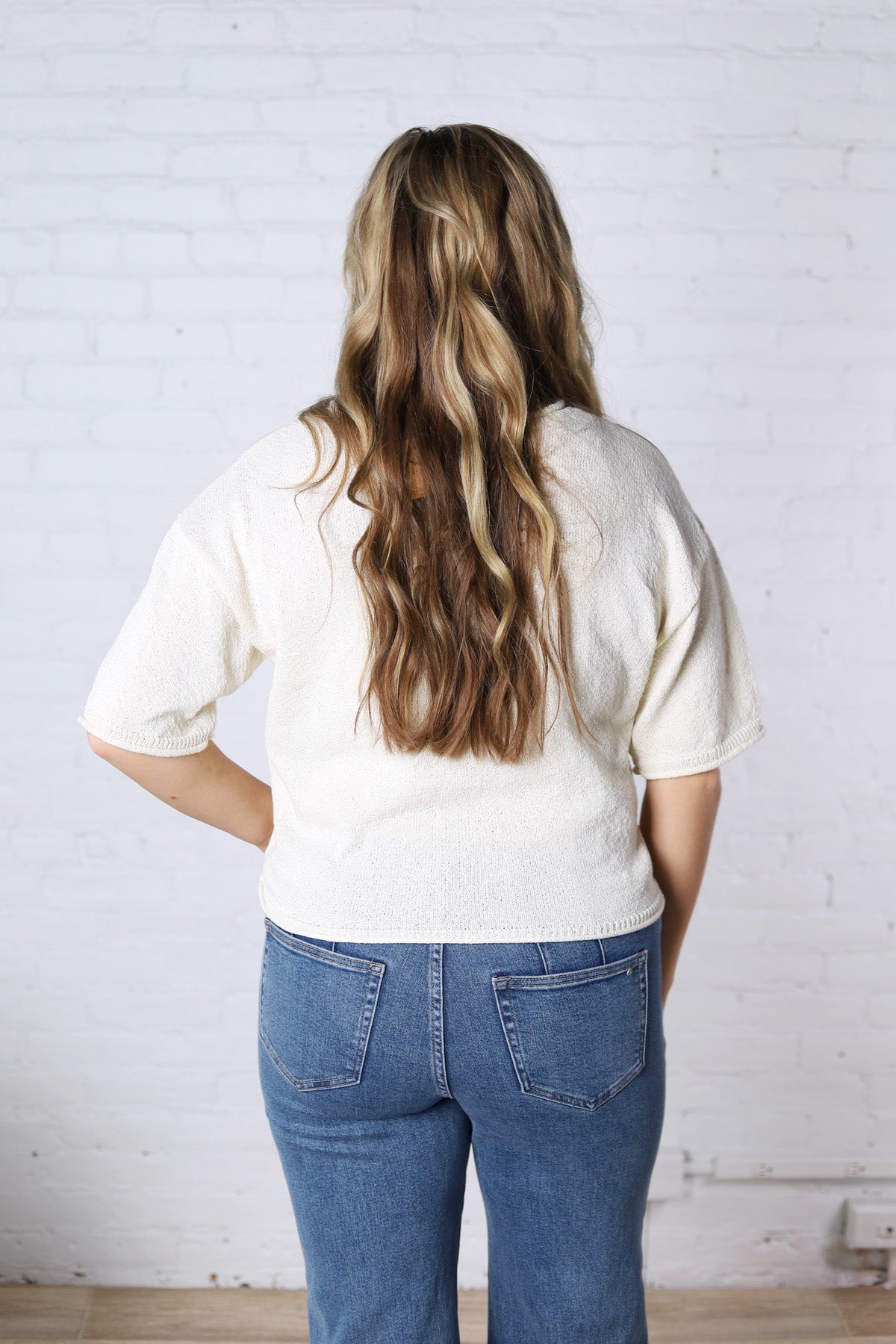Laine Raw Edge Boxy Knit Sweater - Cream