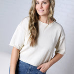 Laine Raw Edge Boxy Knit Sweater - Cream FINAL SALE