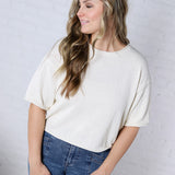 Laine Raw Edge Boxy Knit Sweater - Cream