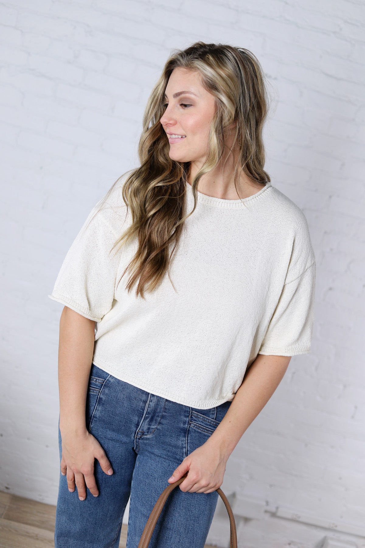 Laine Raw Edge Boxy Knit Sweater - Cream