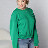 Laine Scuba Relaxed Crop Sweatshirt - Green