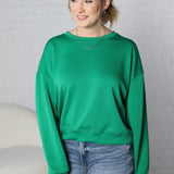 Laine Scuba Relaxed Crop Sweatshirt - Green