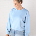 Laine Scuba Relaxed Crop Sweatshirt - Powder Blue