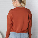 Laine Scuba Relaxed Crop Sweatshirt - Rust