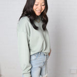 Laine Scuba Relaxed Crop Sweatshirt - Sage