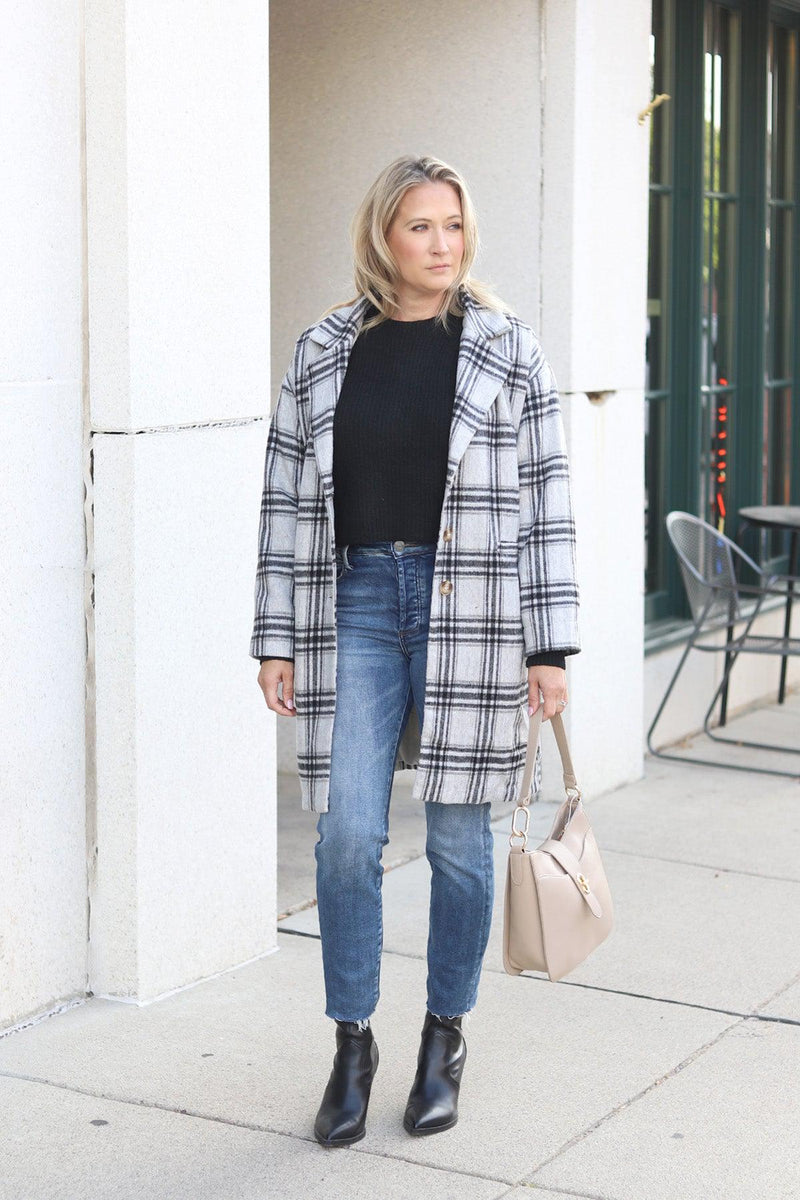 Lainey Black Plaid Coat