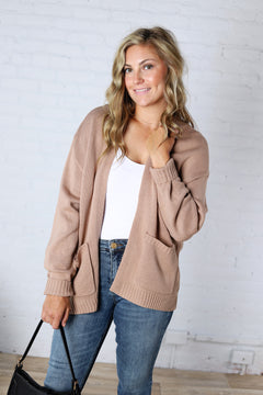 Lainey Oversized Cardigan Sweater - Dark Taupe
