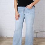 Lakynn Mid-Rise Wide Leg Ankle Denim - Pale Blue