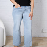 Lakynn Mid-Rise Wide Leg Ankle Denim - Pale Blue