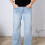 Lakynn Mid-Rise Wide Leg Ankle Denim - Pale Blue