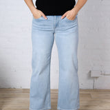 Lakynn Mid-Rise Wide Leg Ankle Denim - Pale Blue